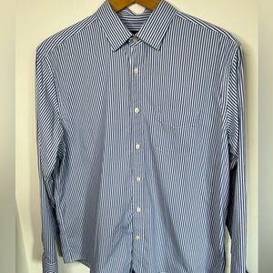 Untuckit Long Sleeve Stretch Blue White Vertical Stripe Dress Shirt size XL